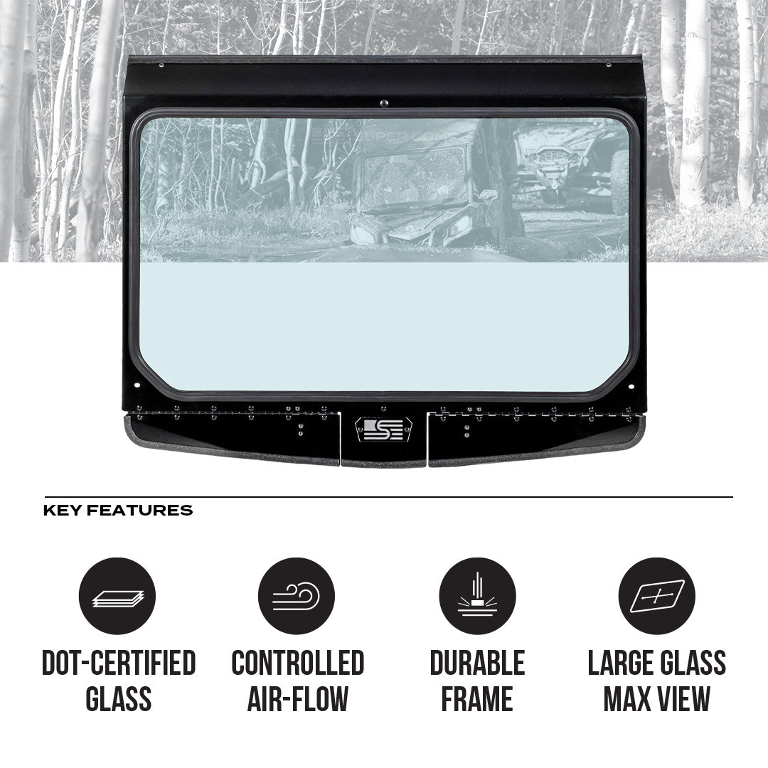 Photo of Can-Am Commander Vented Front Windshield by Super Comp USA - Premium Glass Front Windshield for UTVs / Side by Sides