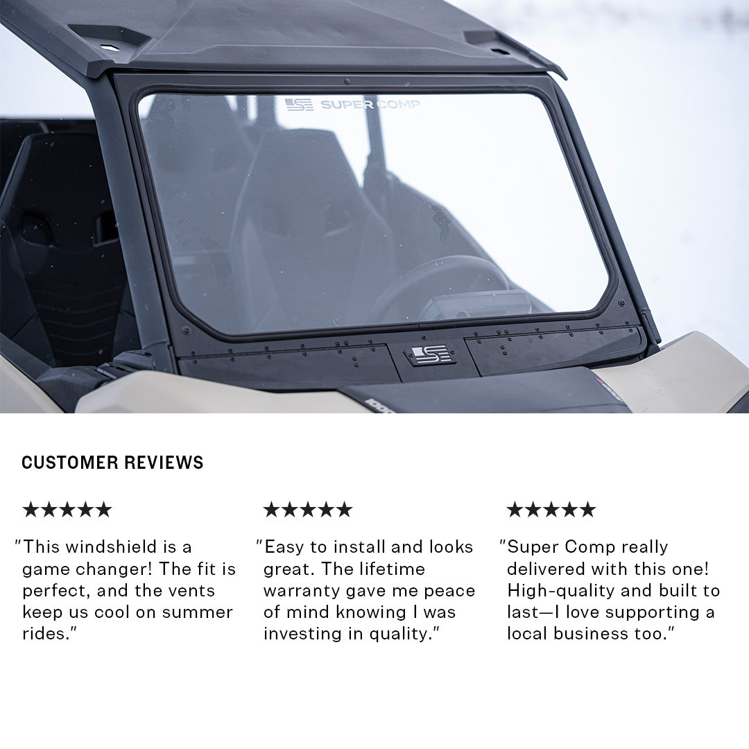 Photo of Can-Am Commander Vented Front Windshield by Super Comp USA - Premium Glass Front Windshield for UTVs / Side by Sides