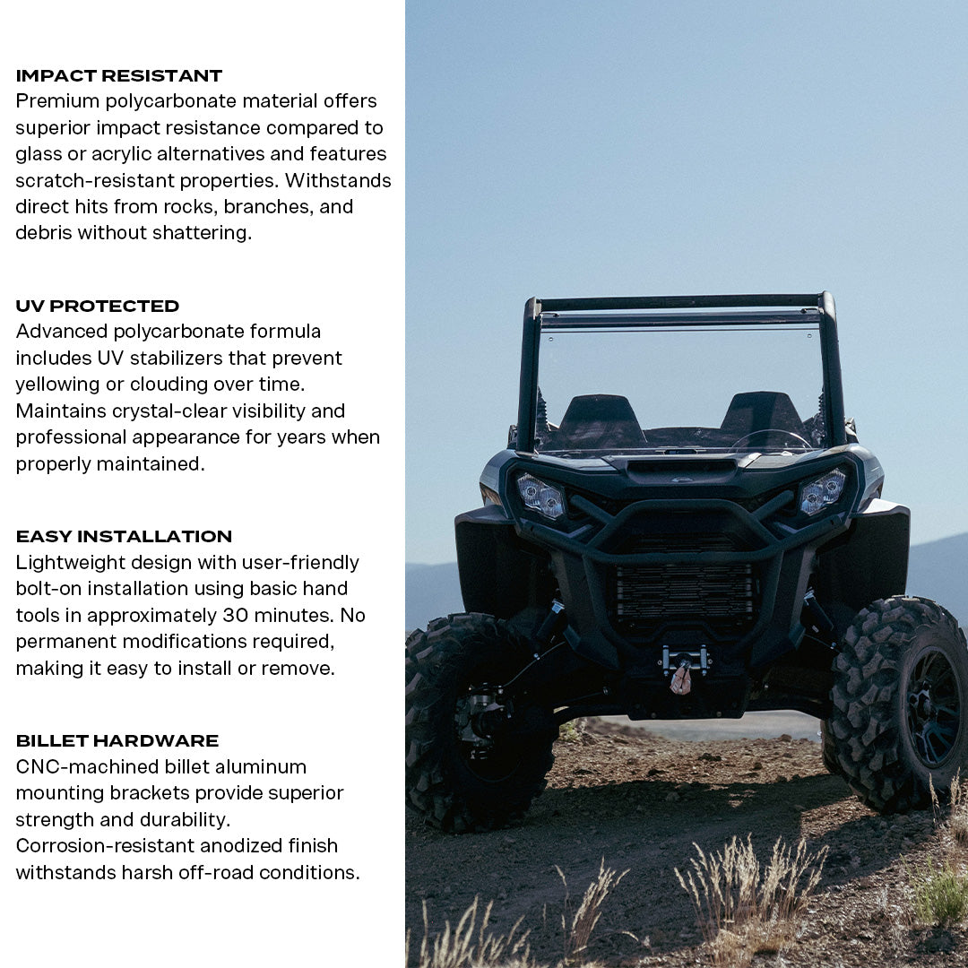 Photo of Commander/Maverick Sport/ Maverick Trail Polycarbonate Full Front Windshield by Super Comp USA - Premium Polycarbonate Front Windshield for UTVs / Side by Sides