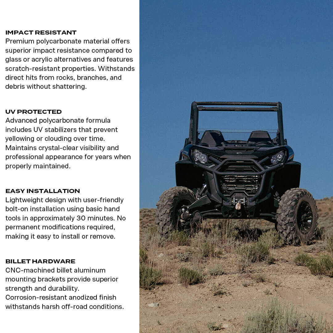 Photo of Commander/Maverick Sport/ Maverick Trail Polycarbonate Half Front Windshield by Super Comp USA - Premium Polycarbonate Front Windshield for UTVs / Side by Sides