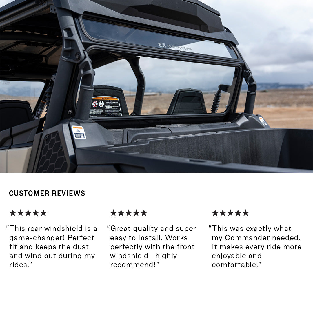 Photo of Can-Am Commander Rear Windshield by Super Comp USA - Premium Rear Windshield for UTVs / Side by Sides
