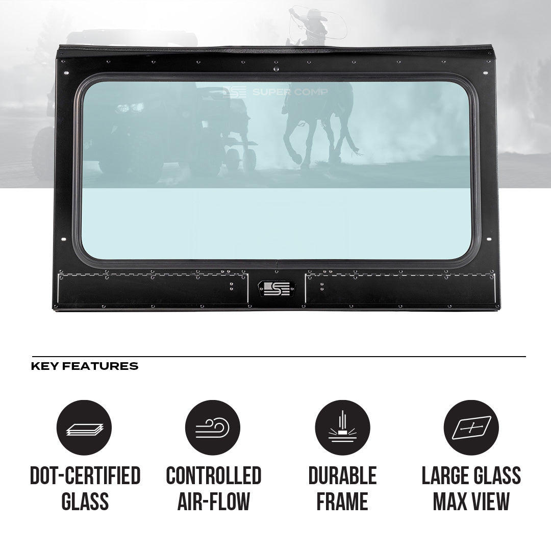 Photo of Can-Am Defender Front Windshield by Super Comp USA - Premium Glass Front Windshield for UTVs / Side by Sides