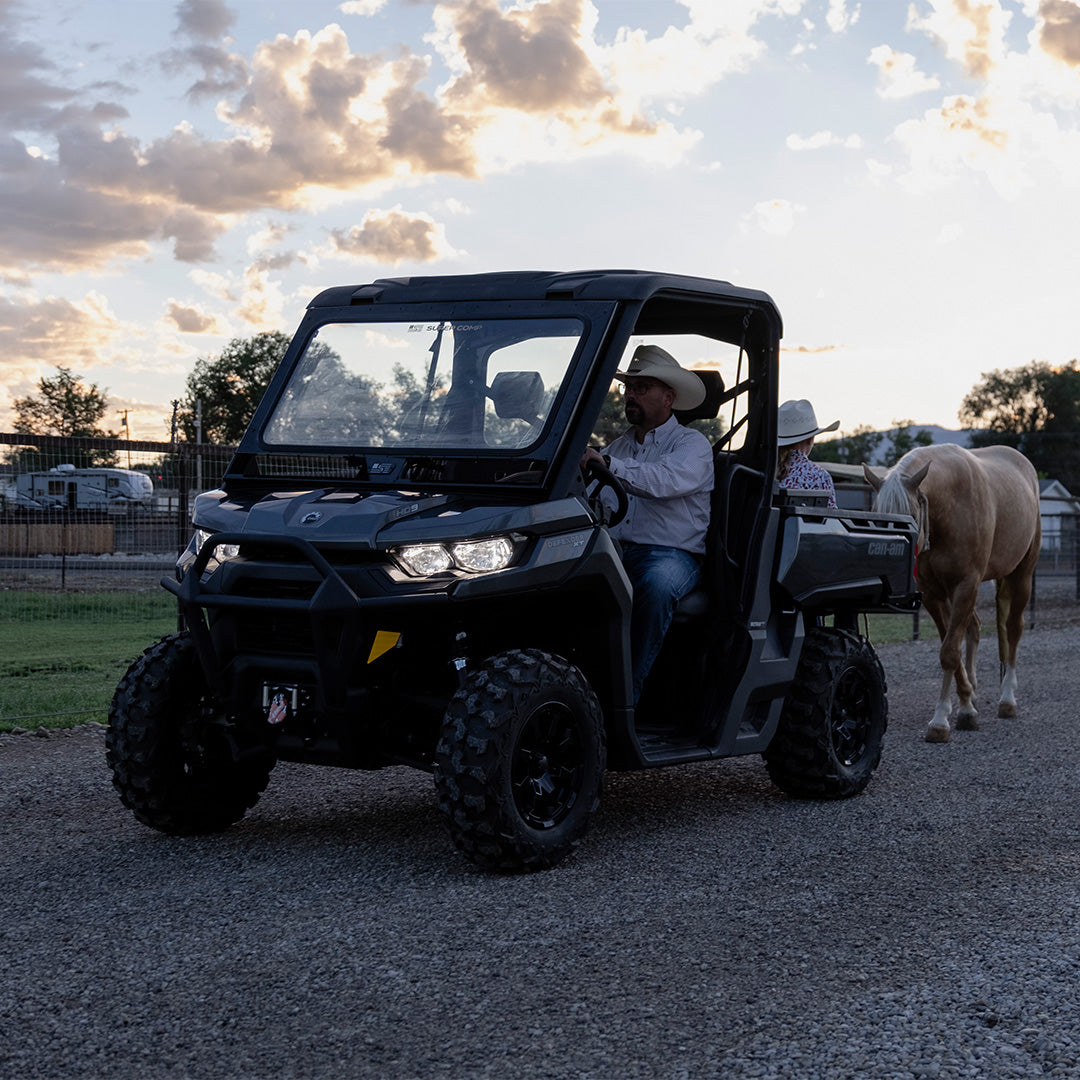 Photo of Can-Am Defender Front Windshield by Super Comp USA - Premium Glass Front Windshield for UTVs / Side by Sides