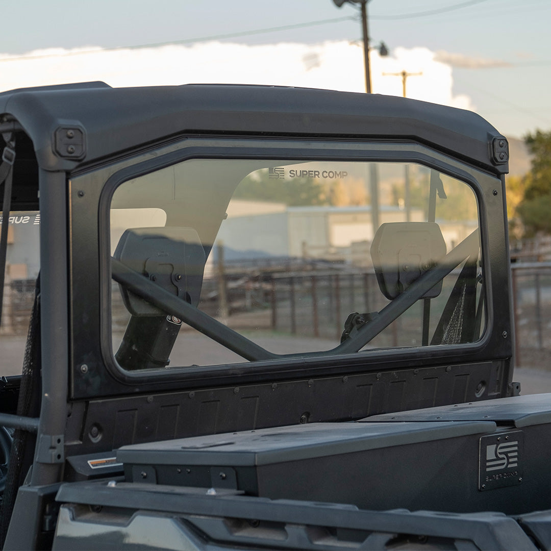 Photo of Can-Am Defender Rear Windshield by Super Comp USA - Premium Rear Windshield for UTVs / Side by Sides