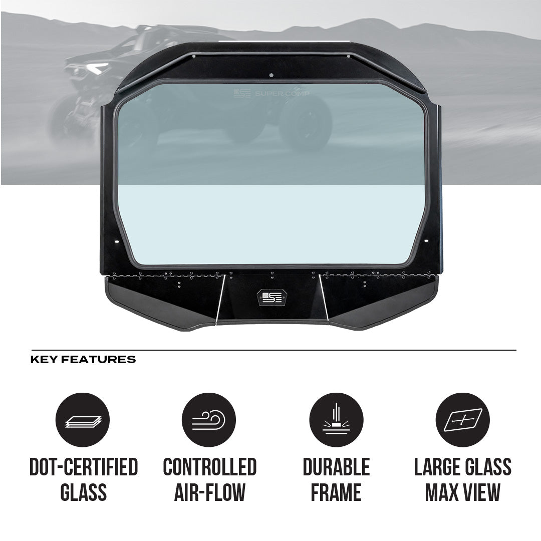 Photo of Can-Am Maverick R Front Windshield by Super Comp USA - Premium Glass Front Windshield for UTVs / Side by Sides