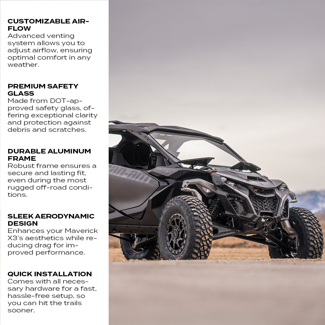 Photo of Can-Am Maverick R Front Windshield by Super Comp USA - Premium Glass Front Windshield for UTVs / Side by Sides