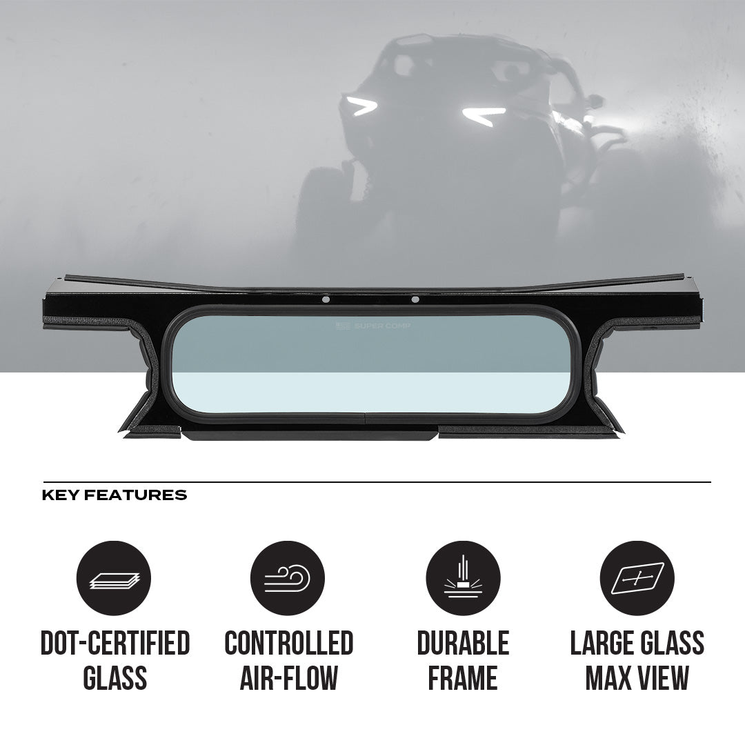 Photo of Can-Am Maverick R Rear Windshield by Super Comp USA - Premium Rear Windshield for UTVs / Side by Sides