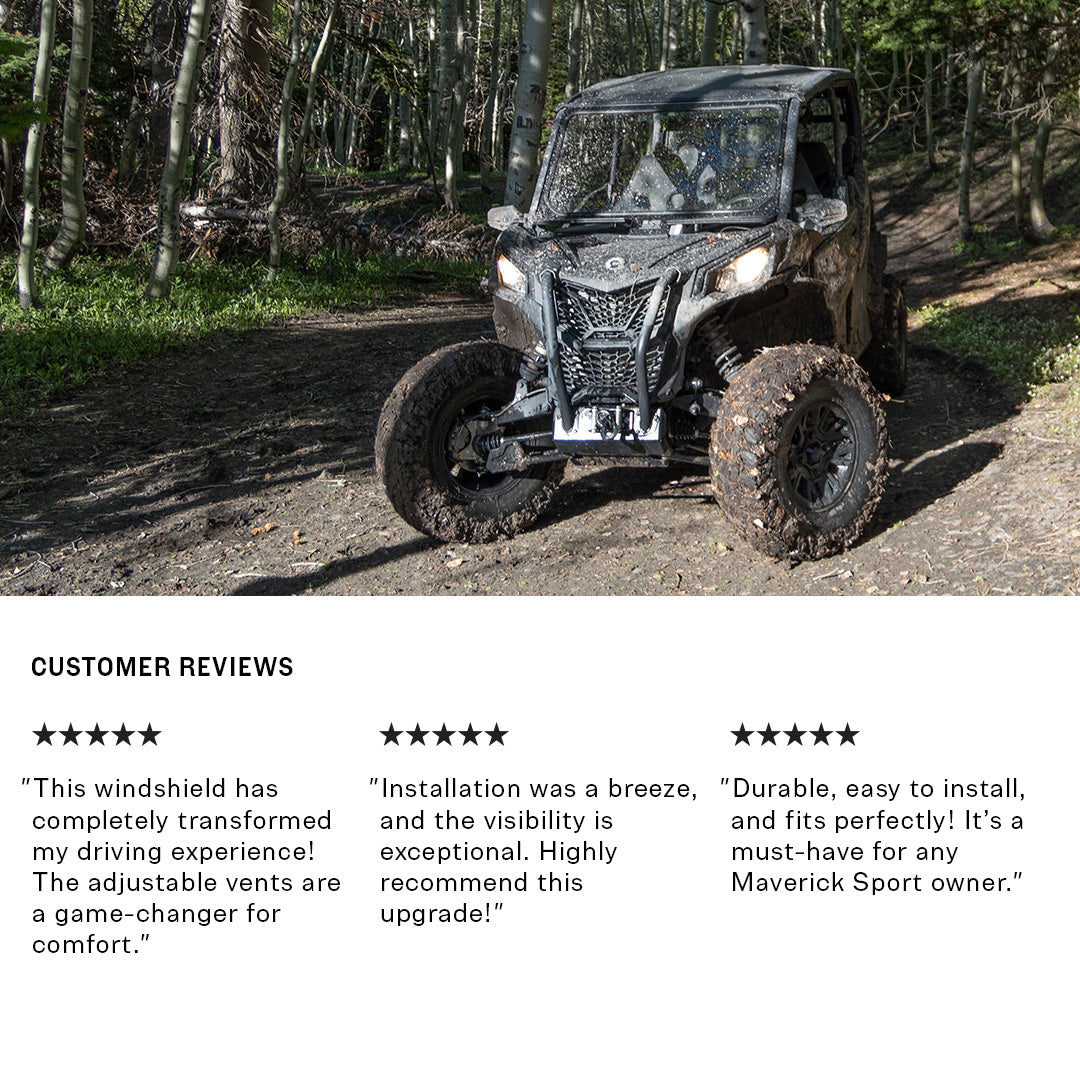 Photo of Can-Am Maverick Sport Front Windshield by Super Comp USA - Premium Glass Front Windshield for UTVs / Side by Sides