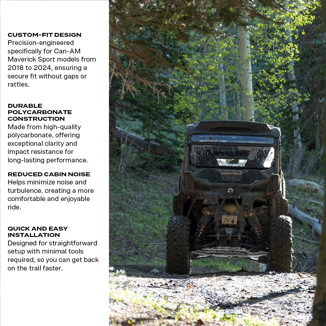Photo of Can-Am Maverick Sport Rear Windshield by Super Comp USA - Premium Rear Windshield for UTVs / Side by Sides
