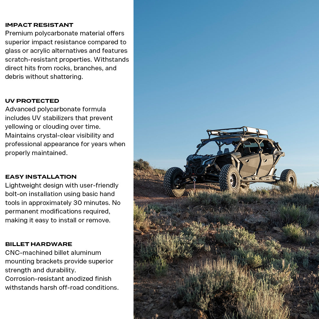 Photo of Can-Am Maverick X3 Polycarbonate Full Front Windshield by Super Comp USA - Premium Polycarbonate Front Windshield for UTVs / Side by Sides