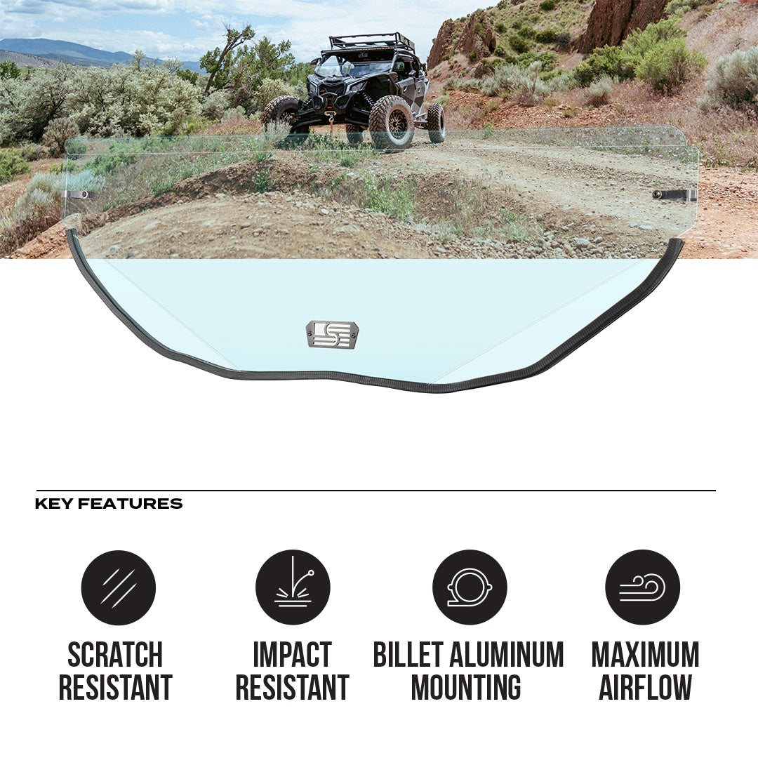 Photo of Can-Am Maverick X3 Polycarbonate Half Front Windshield by Super Comp USA - Premium Polycarbonate Front Windshield for UTVs / Side by Sides