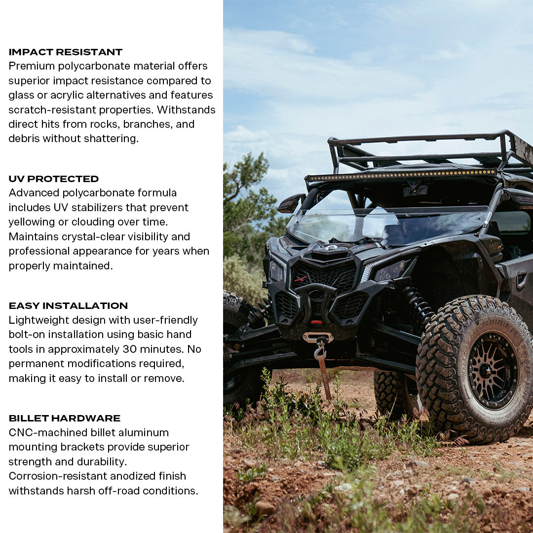 Photo of Can-Am Maverick X3 Polycarbonate Half Front Windshield by Super Comp USA - Premium Polycarbonate Front Windshield for UTVs / Side by Sides