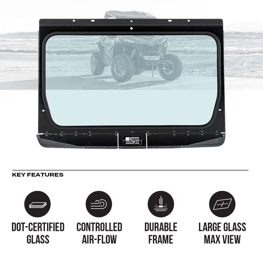 Photo of CF Moto 950 Sport Front Windshield by Super Comp USA - Premium Glass Front Windshield for UTVs / Side by Sides