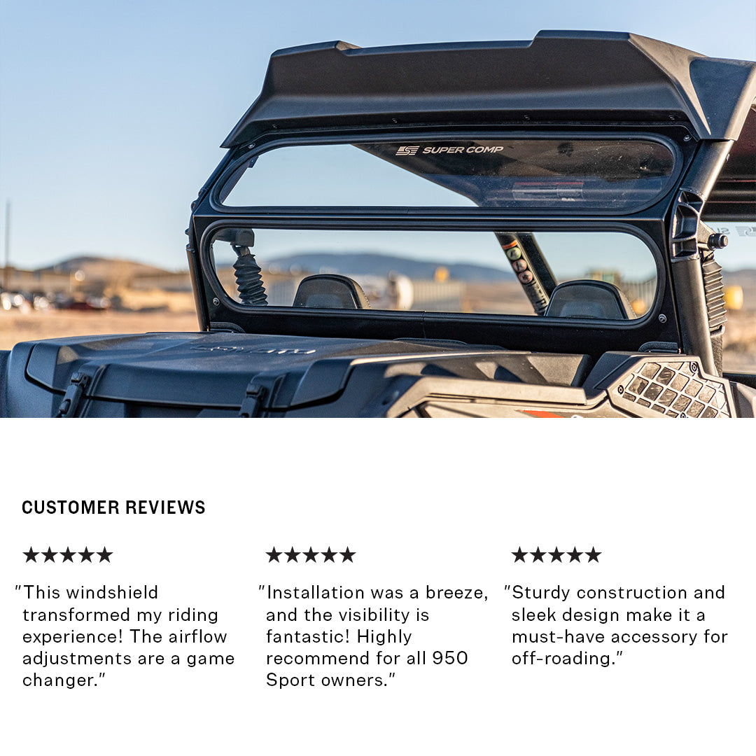 Photo of CF Moto 950 Sport Rear Windshield by Super Comp USA - Premium Rear Windshield for UTVs / Side by Sides