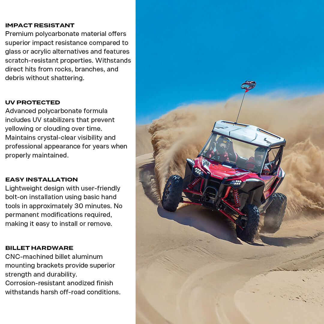 Photo of Honda Talon Polycarbonate Full Front Windshield by Super Comp USA - Premium Polycarbonate Front Windshield for UTVs / Side by Sides
