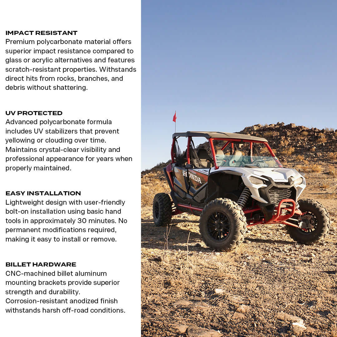 Photo of Honda Talon Polycarbonate Half Front Windshield by Super Comp USA - Premium Polycarbonate Front Windshield for UTVs / Side by Sides