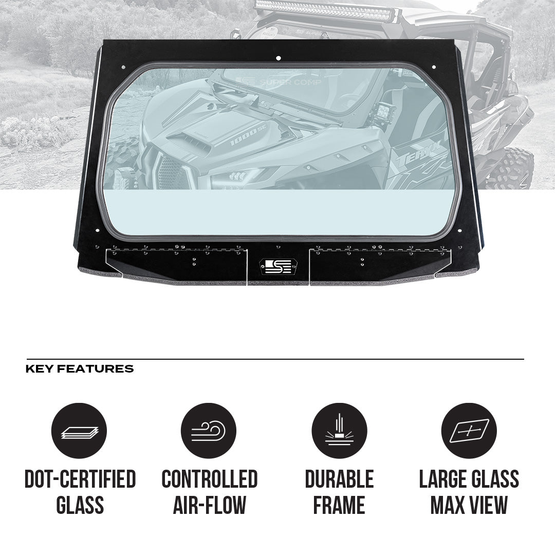 Photo of Kawasaki KRX Front Windshield by Super Comp USA - Premium Glass Front Windshield for UTVs / Side by Sides