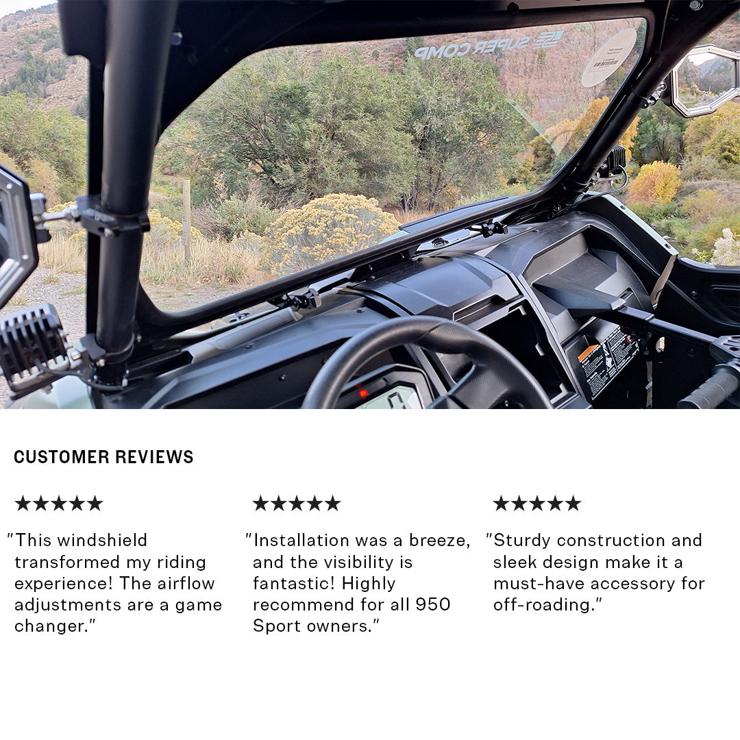 Photo of Kawasaki KRX Front Windshield by Super Comp USA - Premium Glass Front Windshield for UTVs / Side by Sides