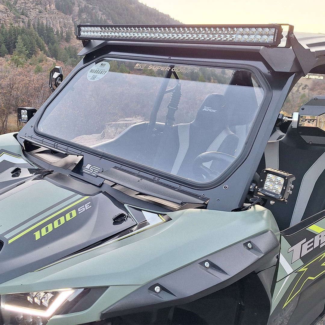 Photo of Kawasaki KRX Front Windshield by Super Comp USA - Premium Glass Front Windshield for UTVs / Side by Sides