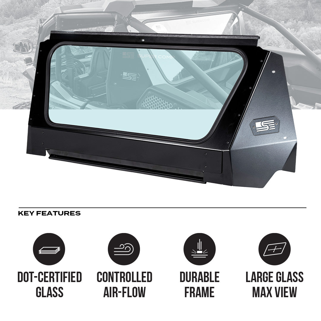 Photo of Kawasaki KRX Rear Windshield by Super Comp USA - Premium Rear Windshield for UTVs / Side by Sides