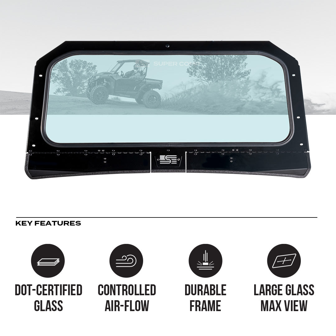 Photo of Polaris General Front Windshield by Super Comp USA - Premium Glass Front Windshield for UTVs / Side by Sides
