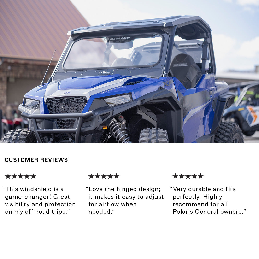 Photo of Polaris General Front Windshield by Super Comp USA - Premium Glass Front Windshield for UTVs / Side by Sides