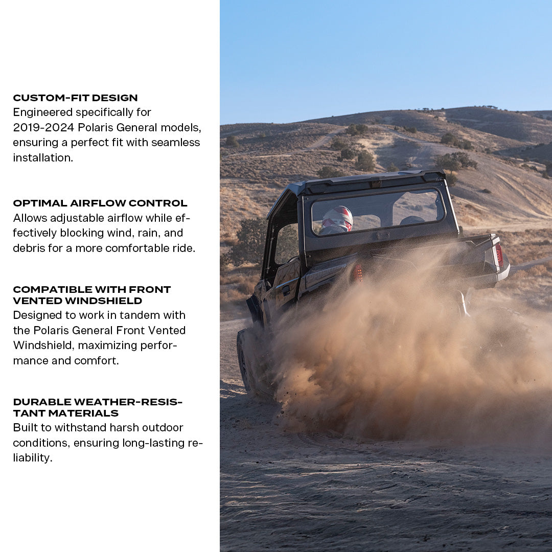 Photo of Polaris General Rear Windshield by Super Comp USA - Premium Rear Windshield for UTVs / Side by Sides