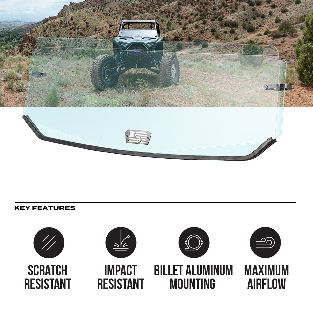 Photo of Polaris RZR Pro R Polycarbonate Half Front Windshield by Super Comp USA - Premium Polycarbonate Front Windshield for UTVs / Side by Sides