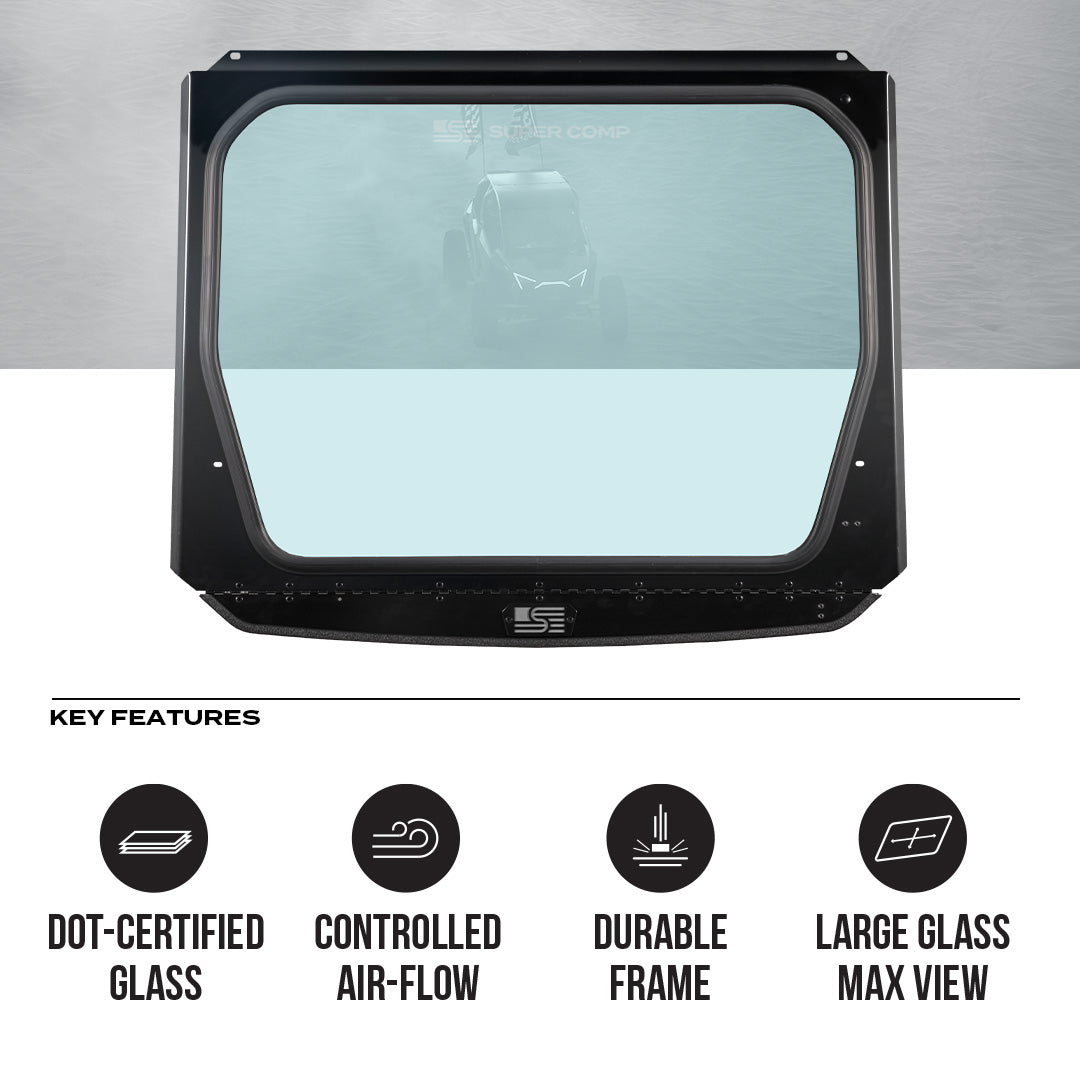 Photo of Polaris Pro R Front Windshield (2025+) by Super Comp USA - Premium Glass Front Windshield for UTVs / Side by Sides