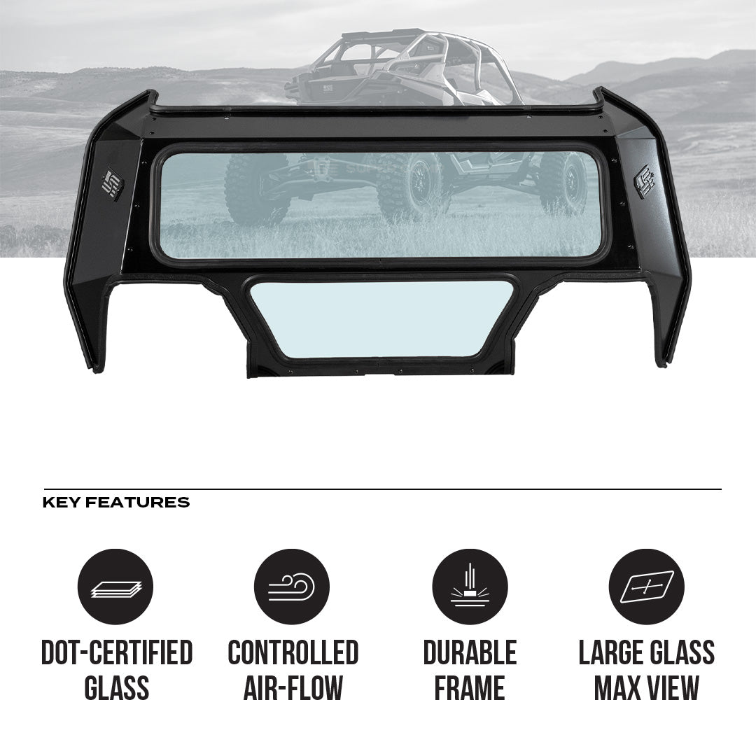 Photo of Polaris Pro R Rear Windshield (2022 - 2024) by Super Comp USA - Premium Rear Windshield for UTVs / Side by Sides