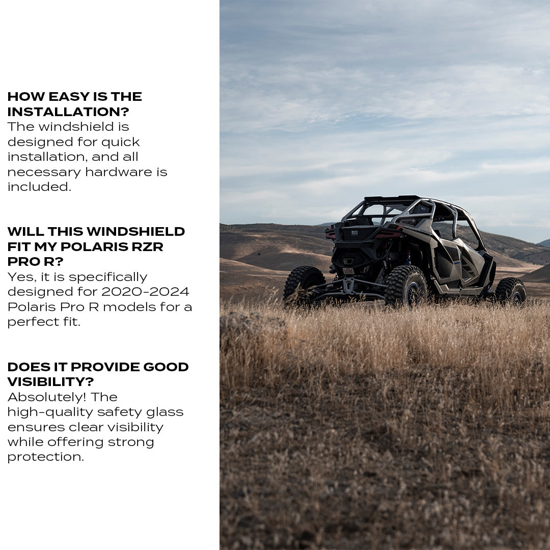 Photo of Polaris Pro R Rear Windshield (2022 - 2024) by Super Comp USA - Premium Rear Windshield for UTVs / Side by Sides