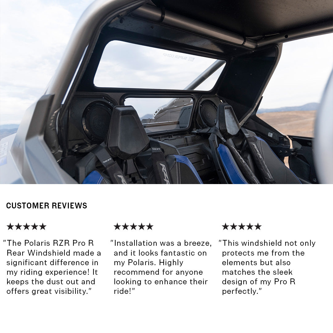 Photo of Polaris Pro R Rear Windshield (2022 - 2024) by Super Comp USA - Premium Rear Windshield for UTVs / Side by Sides