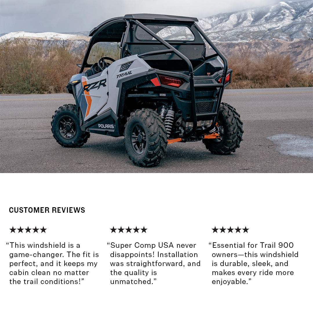 Photo of Polaris Trail 900 Rear Windshield by Super Comp USA - Premium Rear Windshield for UTVs / Side by Sides