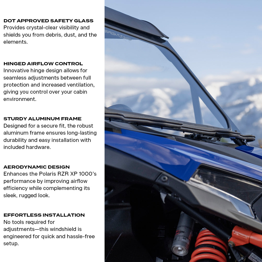Photo of Polaris RZR XP 1000 Front Windshield 2024+ by Super Comp USA - Premium Glass Front Windshield for UTVs / Side by Sides