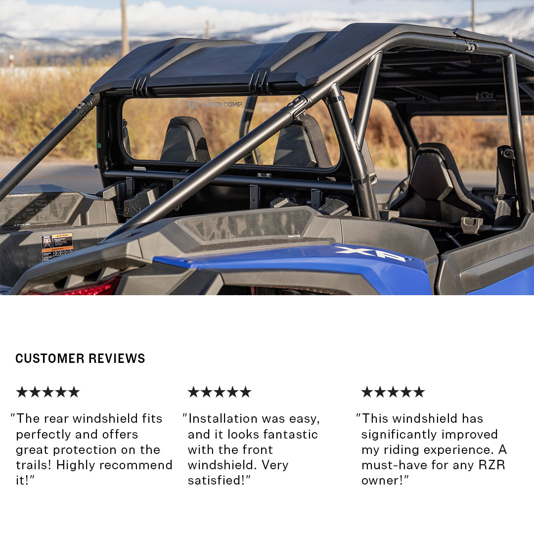 Photo of Polaris RZR XP 1000 Rear Windshield 2024+ by Super Comp USA - Premium Rear Windshield for UTVs / Side by Sides