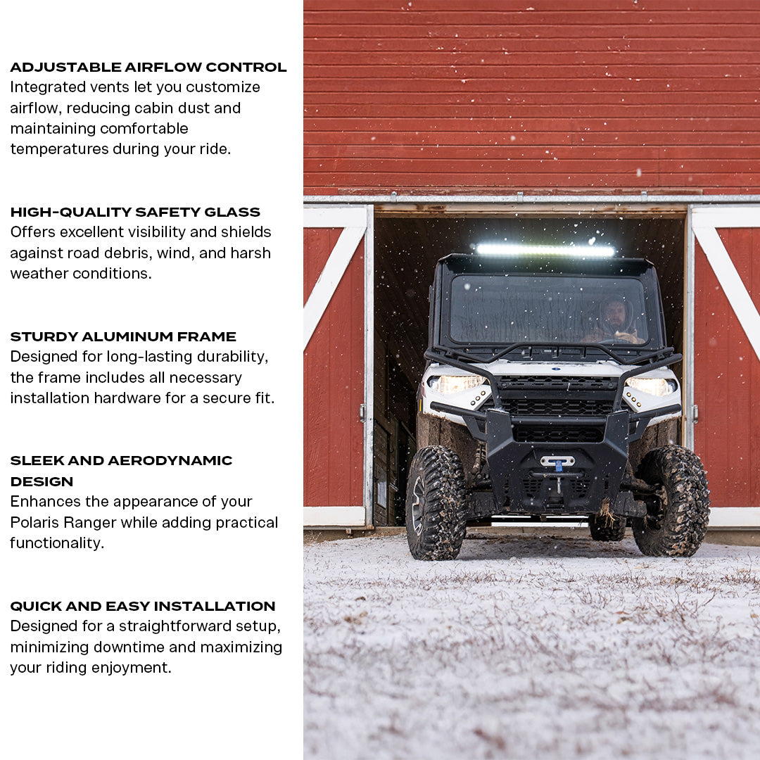 Photo of Polaris Ranger Front Windshield by Super Comp USA - Premium Glass Front Windshield for UTVs / Side by Sides