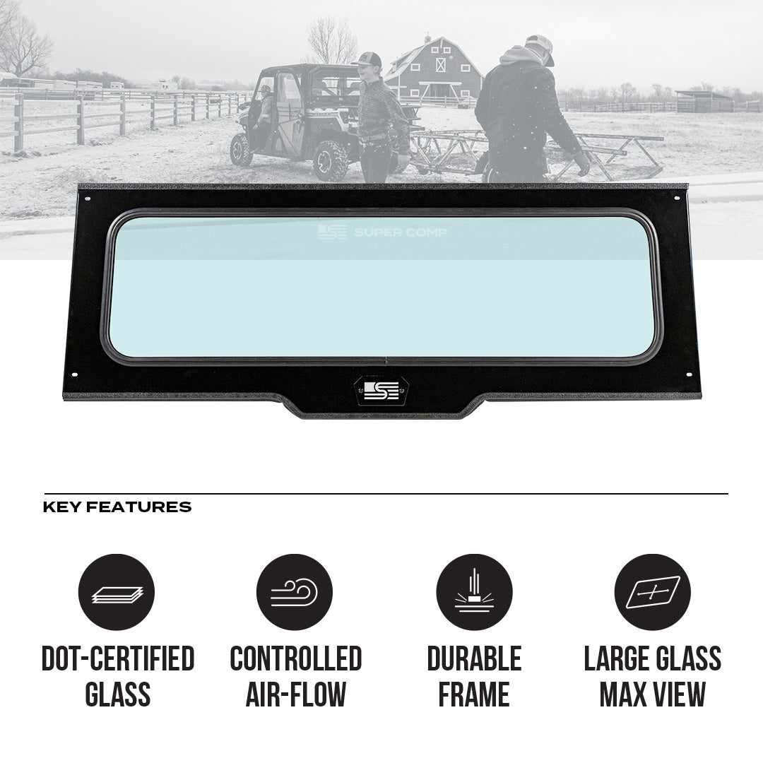 Photo of Polaris Ranger Rear Windshield by Super Comp USA - Premium Rear Windshield for UTVs / Side by Sides
