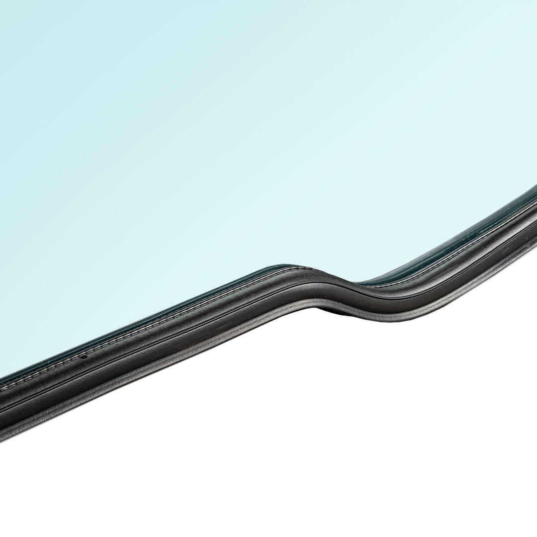 Close-up of Segway UT10 polycarbonate full front windshield edge, showcasing quality design and durability.