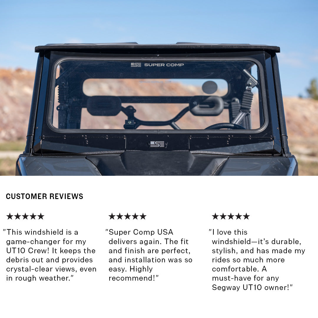 Photo of Segway UT10 Crew Front Windshield by Super Comp USA - Premium Glass Front Windshield for UTVs / Side by Sides