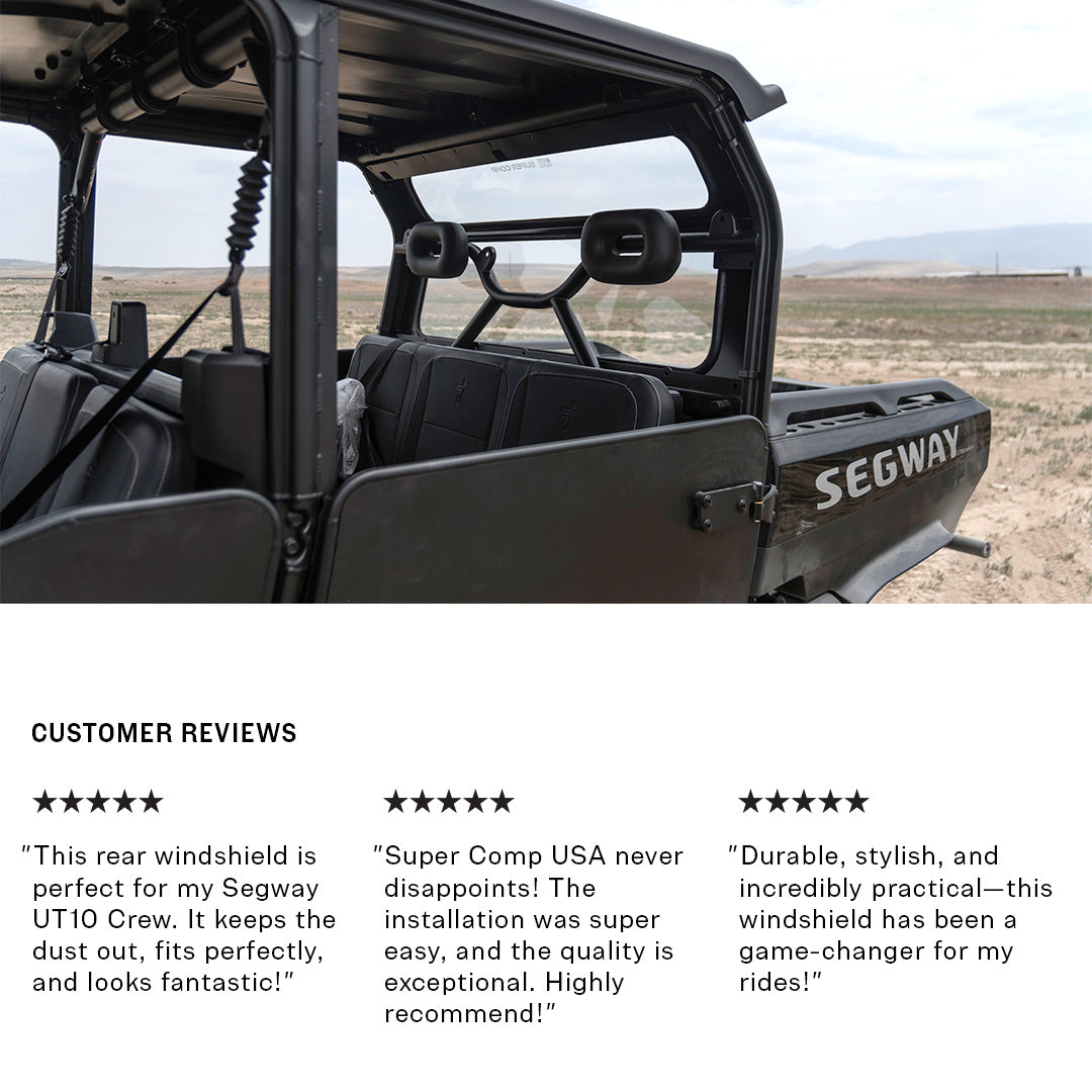 Photo of Segway UT10 Crew Rear Windshield by Super Comp USA - Premium Rear Windshield for UTVs / Side by Sides