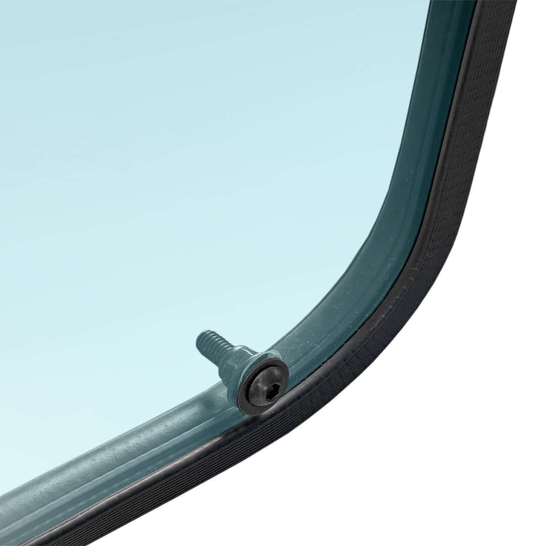 Close-up of the Super Comp USA full rear polycarbonate windshield for Segway UT10 with mounting hardware.