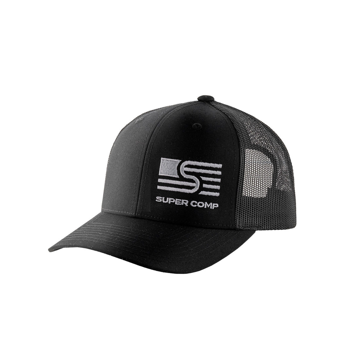 Photo of Classic Black Trucker Cap With Corner Logo by Super Comp USA - Premium Apparel for UTVs / Side by Sides