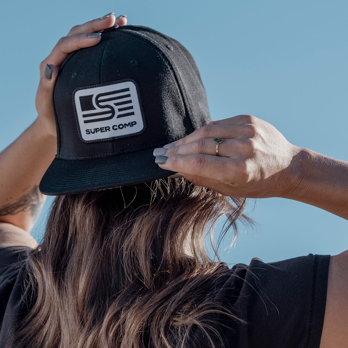 Photo of Snapback Flex fit Flat brim Cap With Patch by Super Comp USA - Premium Apparel for UTVs / Side by Sides