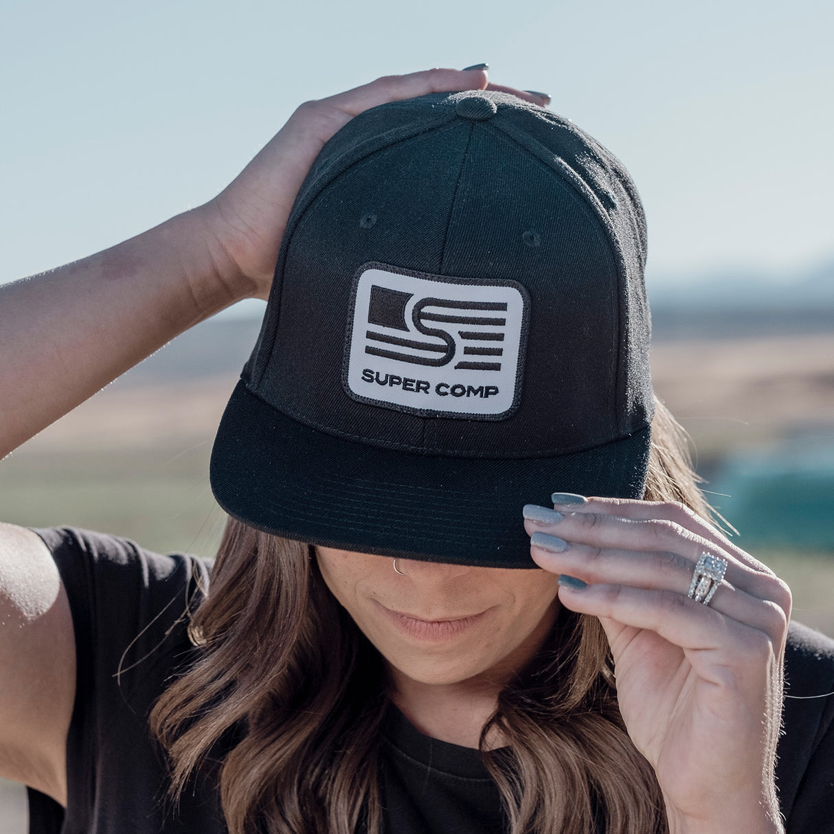 Photo of Snapback Flex fit Flat brim Cap With Patch by Super Comp USA - Premium Apparel for UTVs / Side by Sides