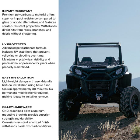 Photo of Commander/Maverick Sport/ Maverick Trail Polycarbonate Full Front Windshield by Super Comp USA - Premium Polycarbonate Front Windshield for UTVs / Side by Sides