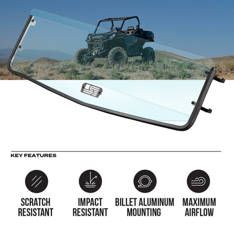 Photo of Commander/Maverick Sport/ Maverick Trail Polycarbonate Half Front Windshield by Super Comp USA - Premium Polycarbonate Front Windshield for UTVs / Side by Sides