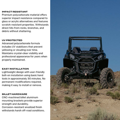 Photo of Commander/Maverick Sport/ Maverick Trail Polycarbonate Half Front Windshield by Super Comp USA - Premium Polycarbonate Front Windshield for UTVs / Side by Sides