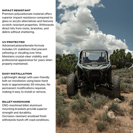 Photo of Polaris RZR Pro R Polycarbonate Full Front Windshield by Super Comp USA - Premium Polycarbonate Front Windshield for UTVs / Side by Sides
