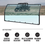 Full polycarbonate rear windshield for Segway UT10 Crew with features like scratch resistance and maximum visibility.