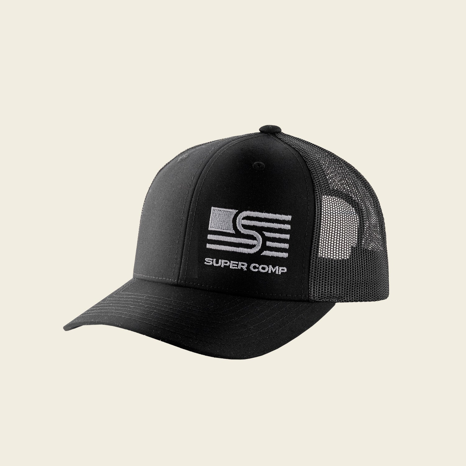 Classic Black Trucker Cap With Corner Logo